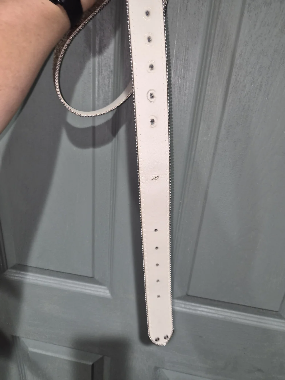 Rhinestone Buckle Glitter Leather Belt - Rose Gold